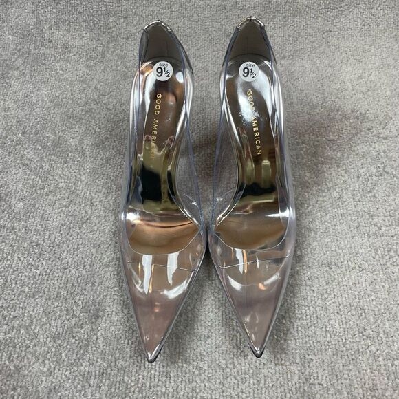 Good American Womens 9.5 Glass Slipper Cinderella Clear Pump Pointed Toe Heels - Picture 2 of 5